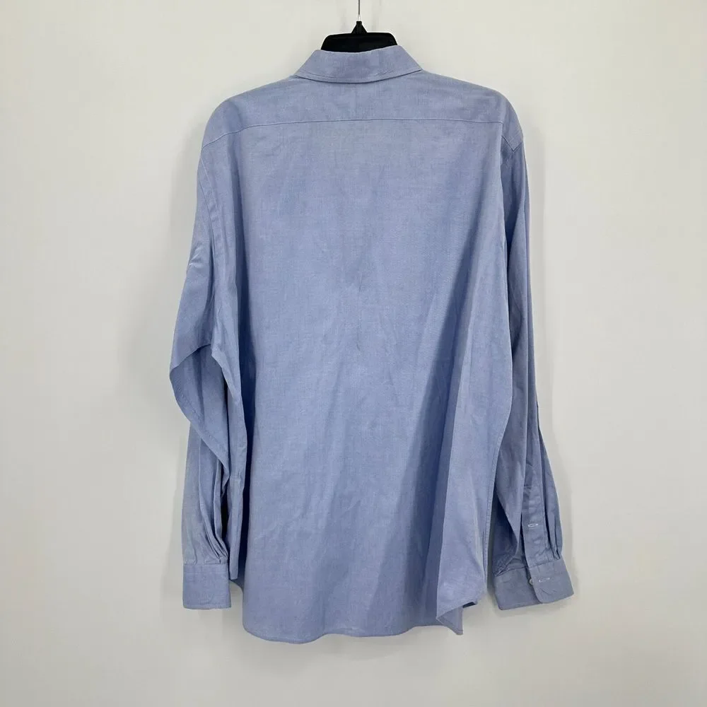 Vtg Polo Ralph Lauren Andrew Dress Shirt Mens 17 Blue Button Up Formal Business‎